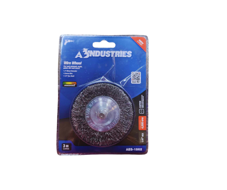 AES Industries 1862 Coarse Wire Wheel – 3" Steel Brush