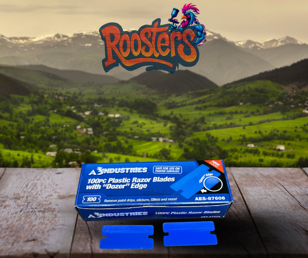 AES.87606 Plastic Razor Blades – Box of 100 – RoostersPaintandBodySupplies