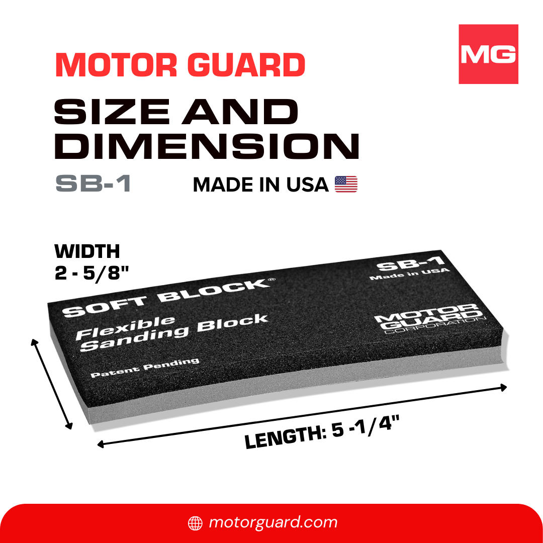 Dual-density sanding block with aggressive dense side and soft side for fine color sanding on curved or irregular surfaces.