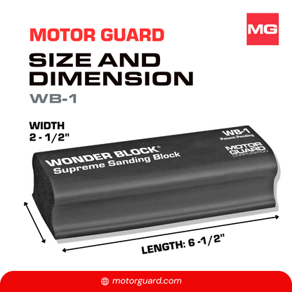 WB-1 Wonder Block®: Ergonomic Wonder Block with a flat, semi-rigid face for heavy-duty sanding on flat to curved surfaces.