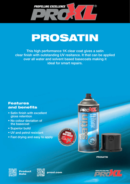 1K Clearcoat aerosol series – ProClear Gloss, ProSatin Satin, and ProMatt Matt clear coat spray cans