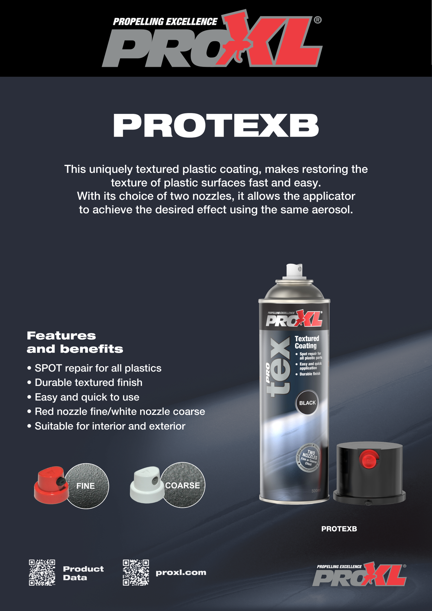 PROXL ProTex Textured Coating Aerosol – Black & Clear (500ml)