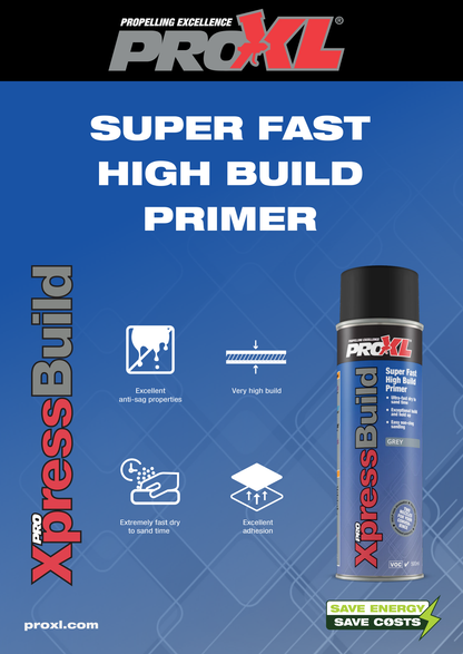 ProXL XpressBuild High Build Primer Aerosol – Grey, Black, White – 17oz Automotive Primer