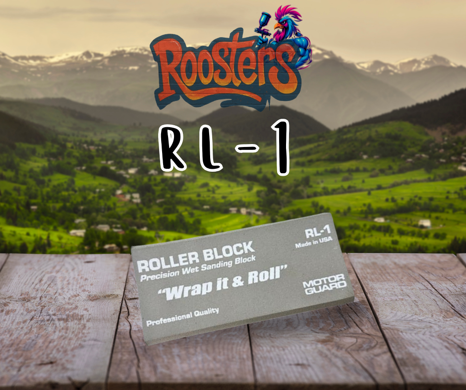 RL-1 Roller Block®: Roller Block with rounded sides for wet sanding, eliminates pressure marks using 5.5"x9" abrasive sheets.