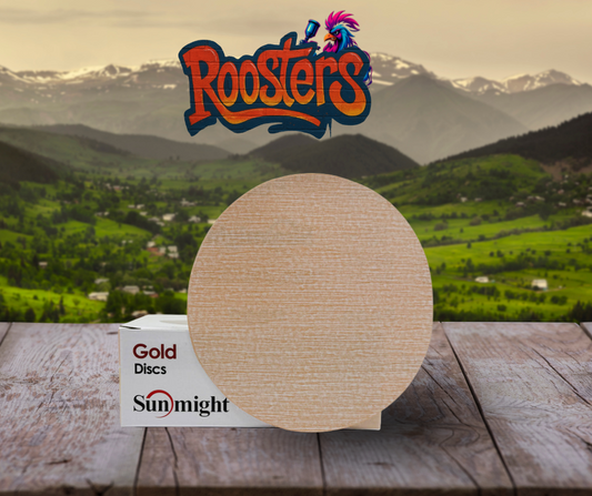 Sunmight Gold Sandpaper sheets and discs in various grits from 40 to 800, premium abrasive with gold finish for auto body and surface prep work
